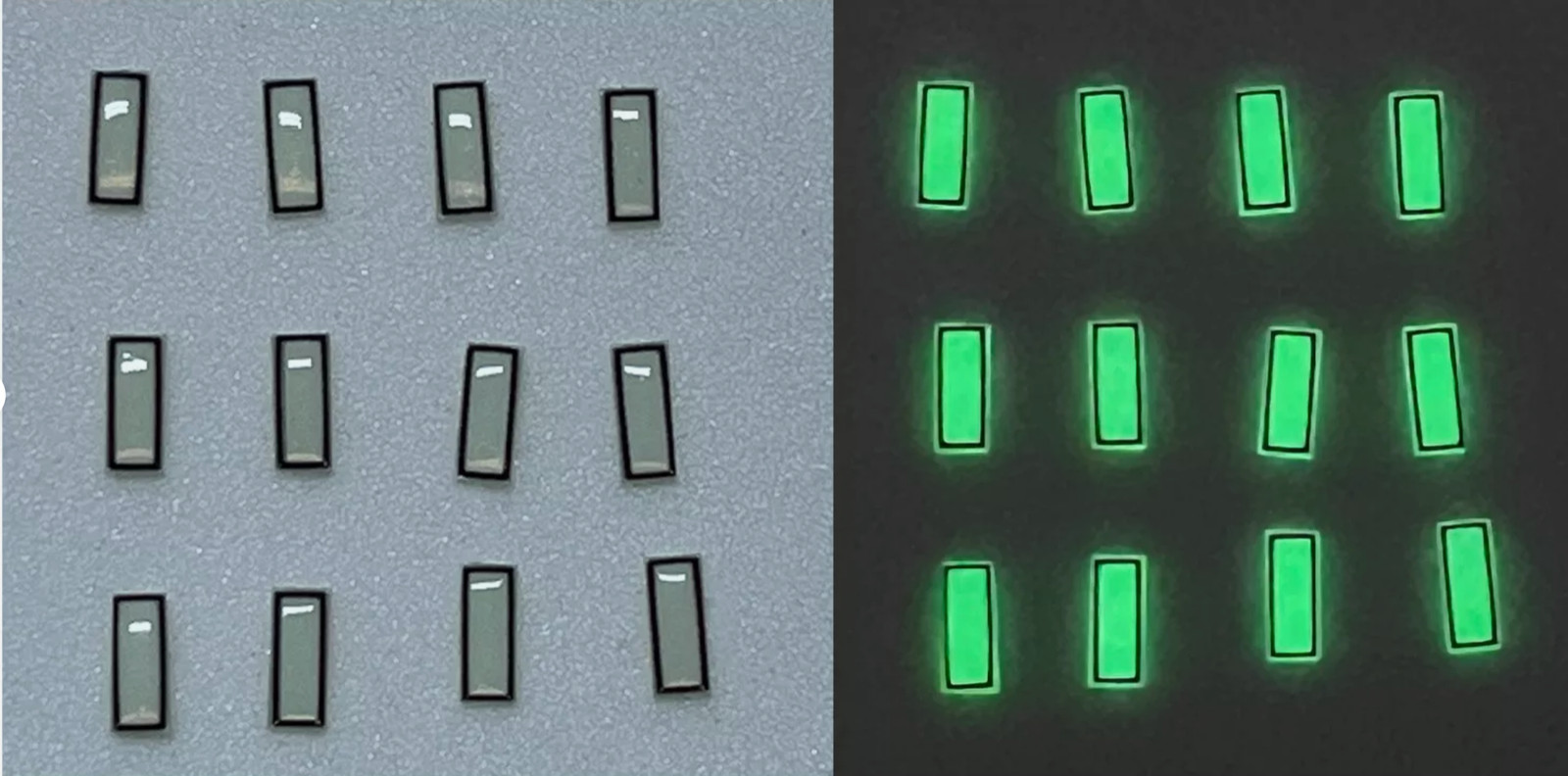 Watch Dial Hour round Markers 12 pcs Green LUMINOUS rectangles dots indices