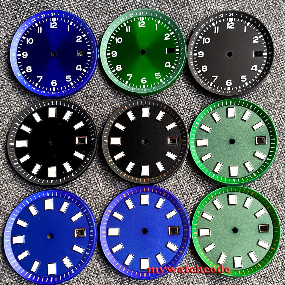 33.5mm Black Gray Blue Dial Luminous Hand Fit Japan NH35 NH36 Chapter Ring