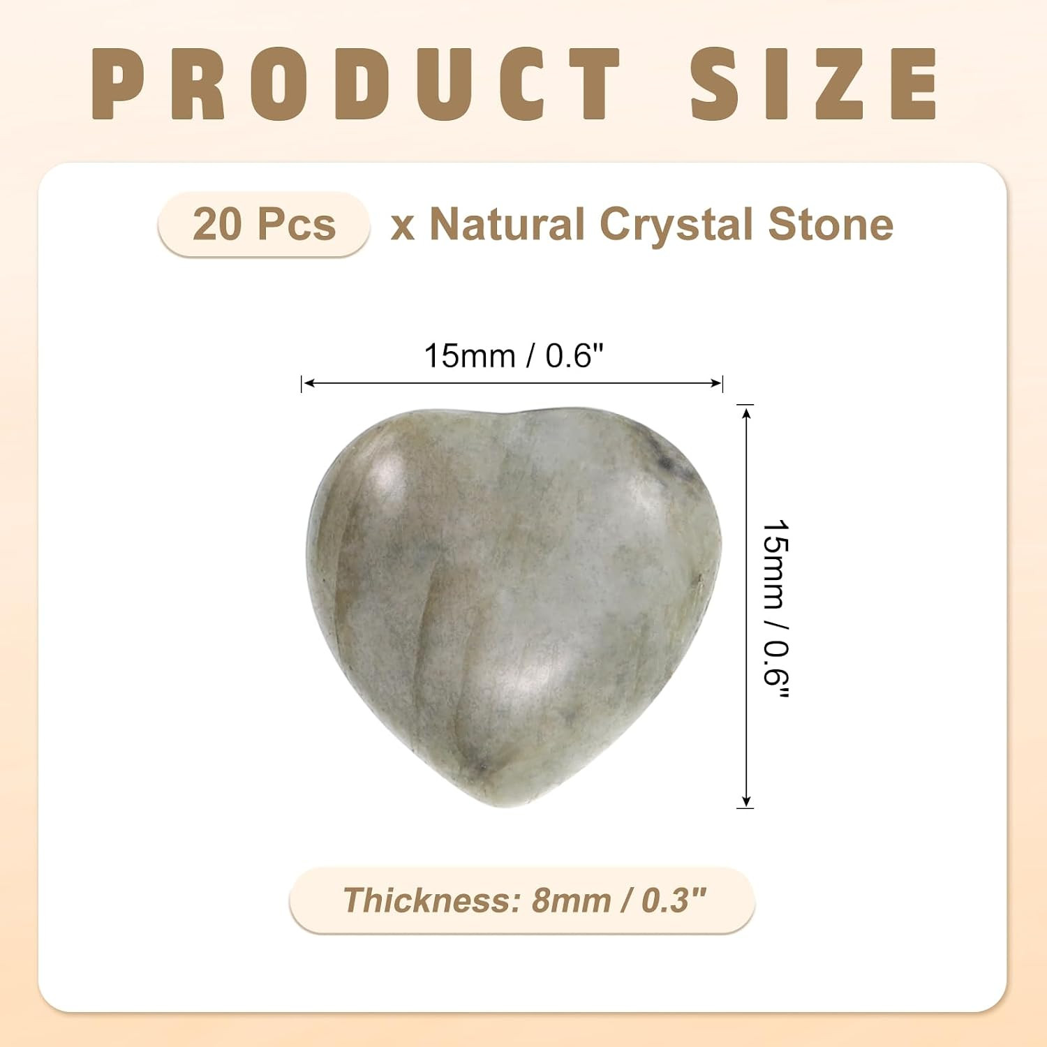 20Pcs Natural Heart Shaped Crystal Stone, 0.6 Inch 5/16″ Thick Mini Polished Lov