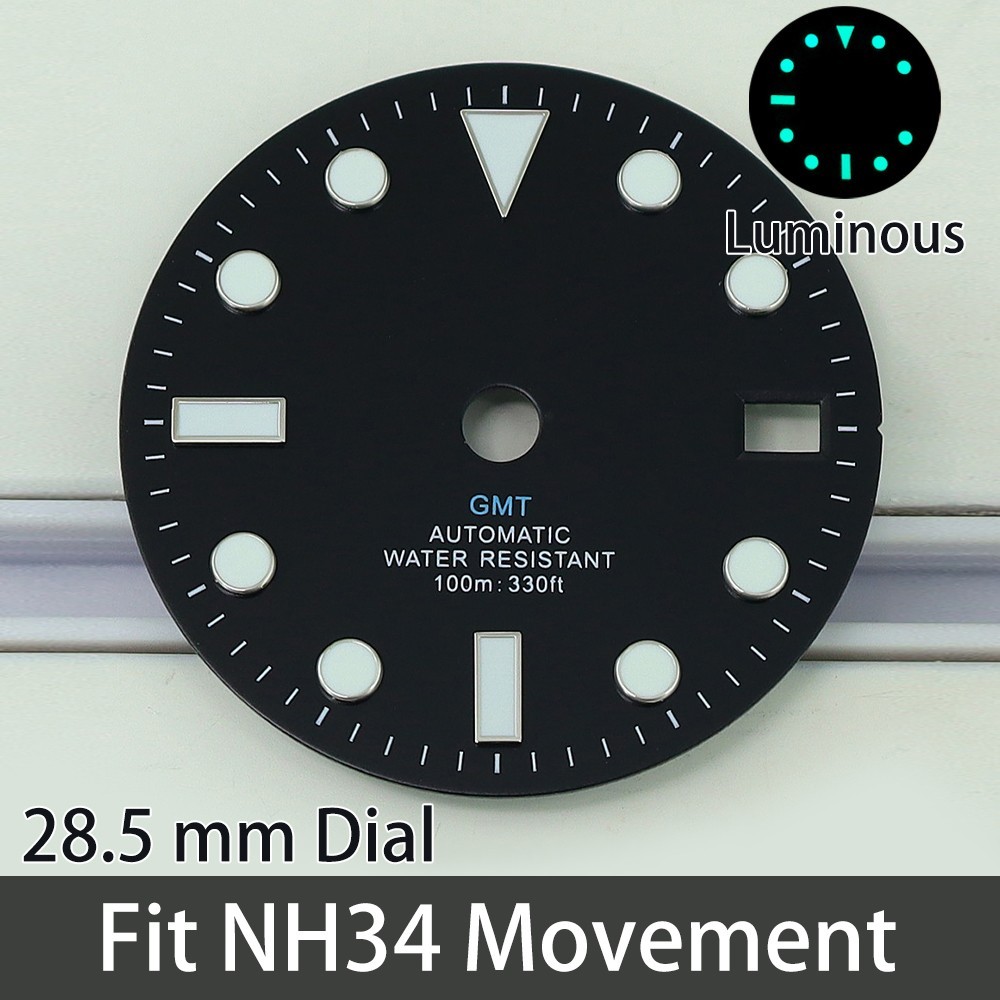 28.5mm Dial Luminous GMT Automatic Water Resistant 10ATM For Seiko NH34 Movement