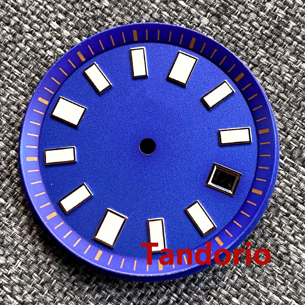 33.4mm black blue green watch dial luminous dial fit NH35 movement