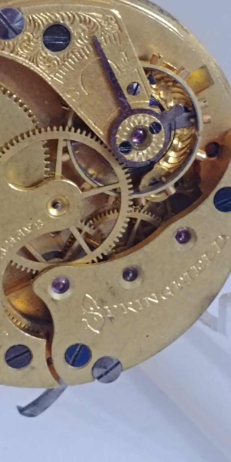 1890 Illinois Springfield Pocket Watch 6s Movement Running, for Parts or Repair.