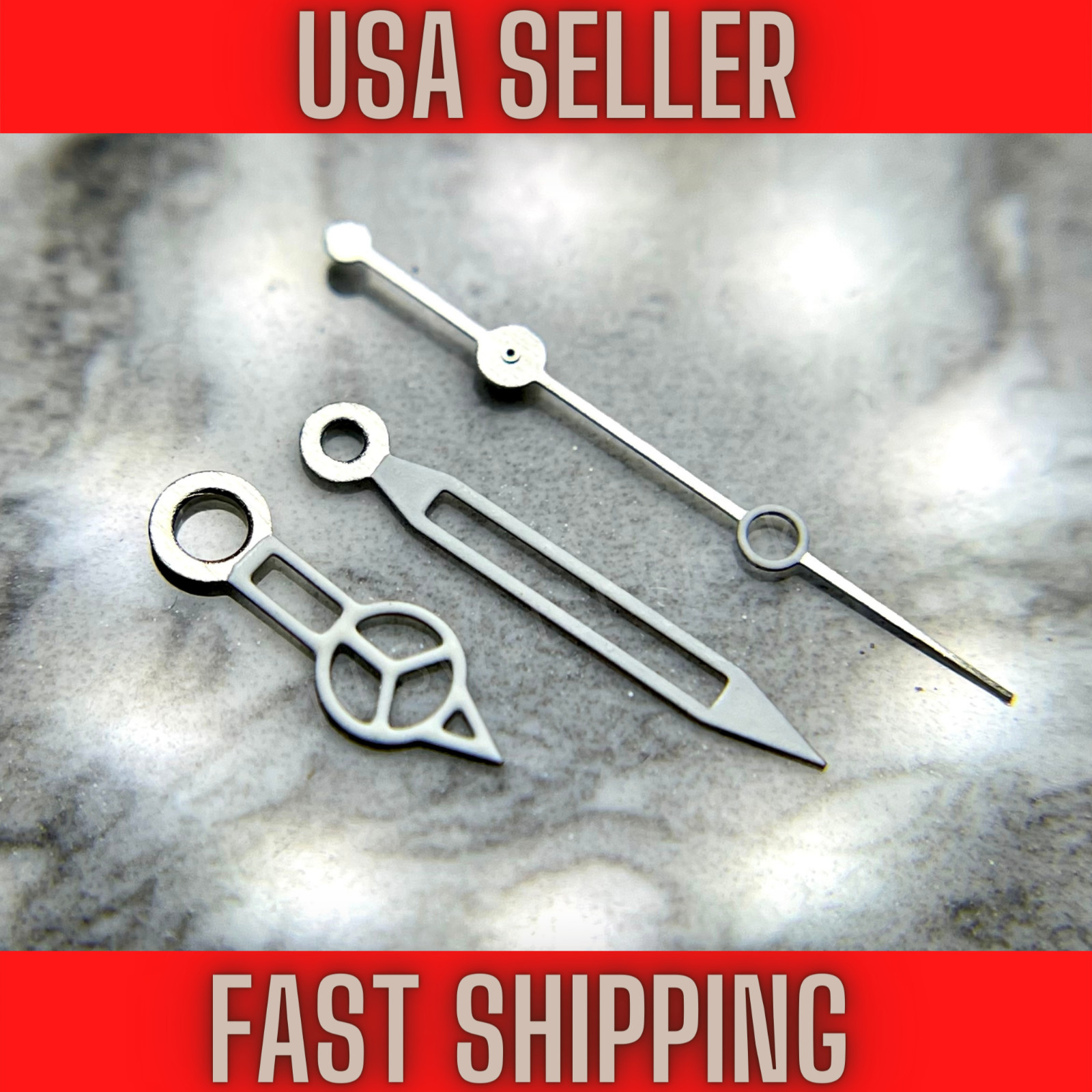 Silver “SKELETON MERC” Hands For Seiko NH35,NH36,7s26,7s36 SKX007. Green Lume