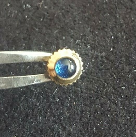 Longines Gold Plated Crown With Blue Cabochon Stone, Part Number KHOR