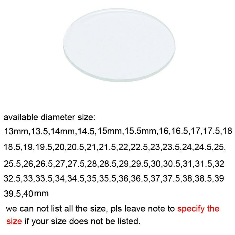 1.0mm Flat Round Sapphire Watch Crystal Glass Lens Mirror 13mm-40mm Repair Tool