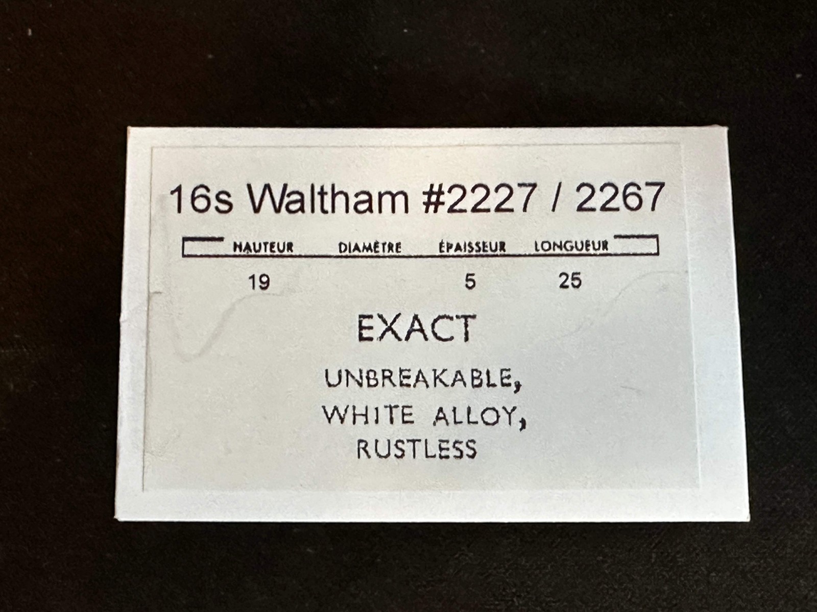 Waltham Mainspring for 16s No. 2227 / 2267 (EXACT) – Alloy