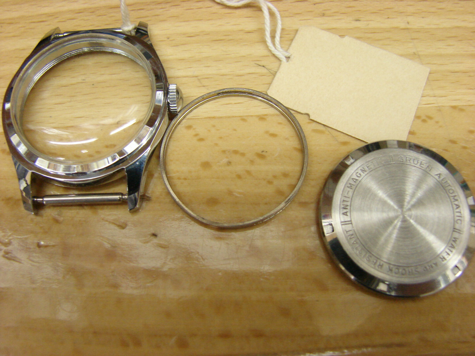 Gruen 550SS wristwatch case, new old stock, Guildite bk chrome plated scalloped!