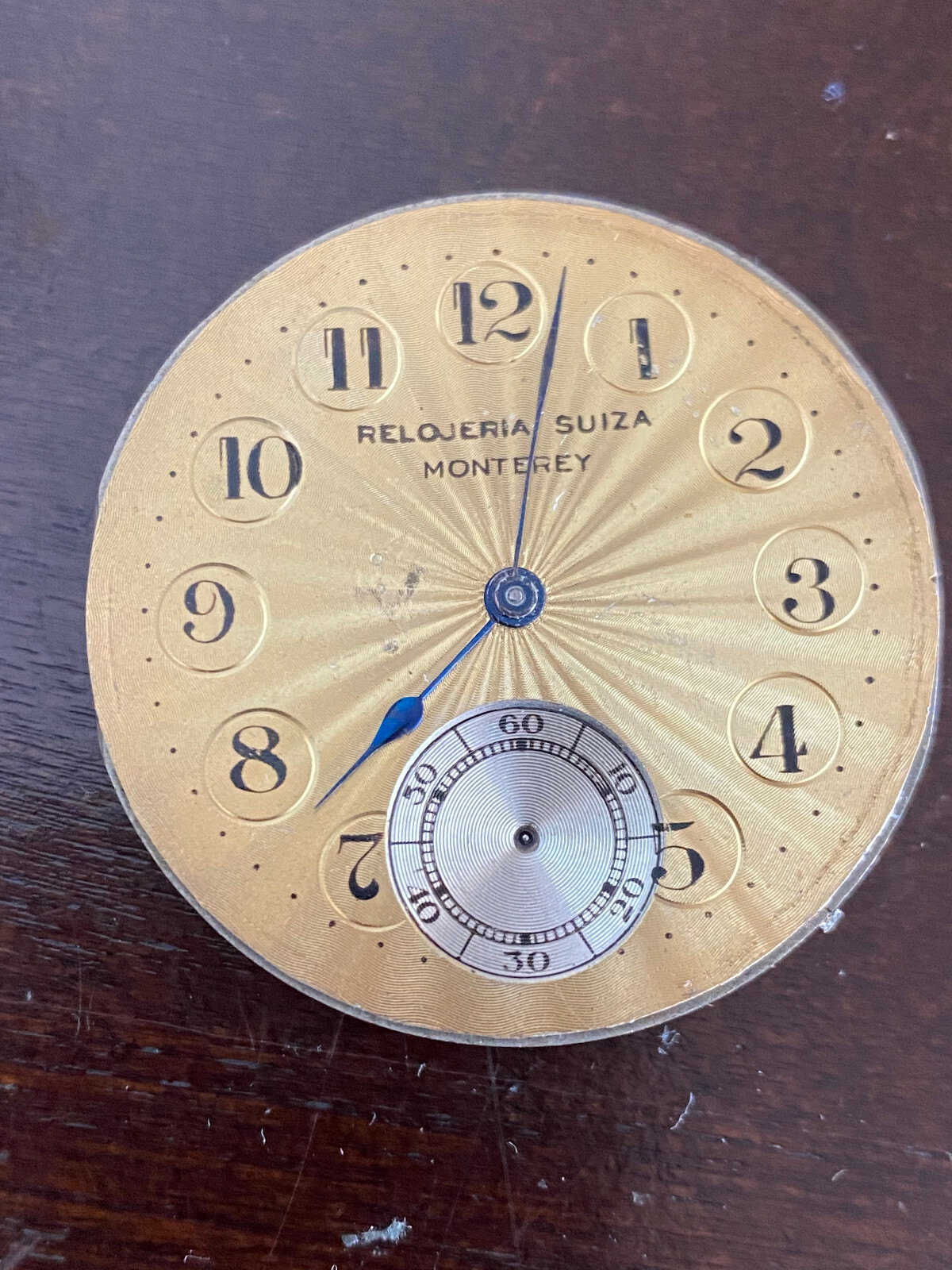VINTAGE 42MM RELOJERIA SUIZA MONTEREY POCKET WATCH MOVEMENT , RUNNING