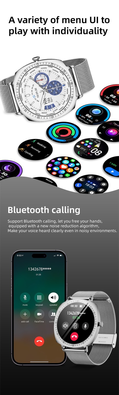 Smart Watch for Men Women Bluetooth Call Sport Fitness Tracker Heart Rate Gift