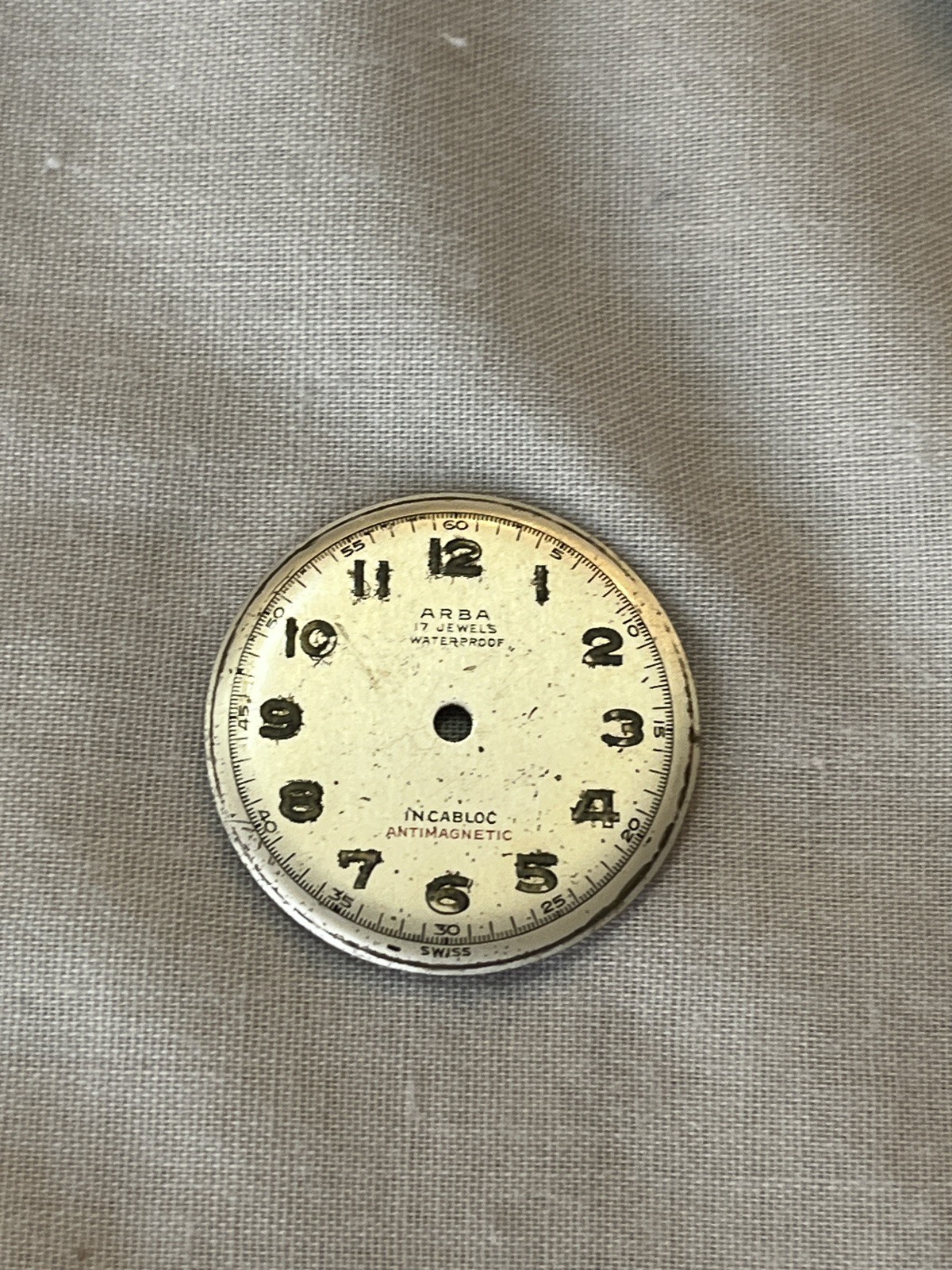 Vintage ARBA Wristwatch Dial for movement AS1187- 1194 w/2 Dial Feet