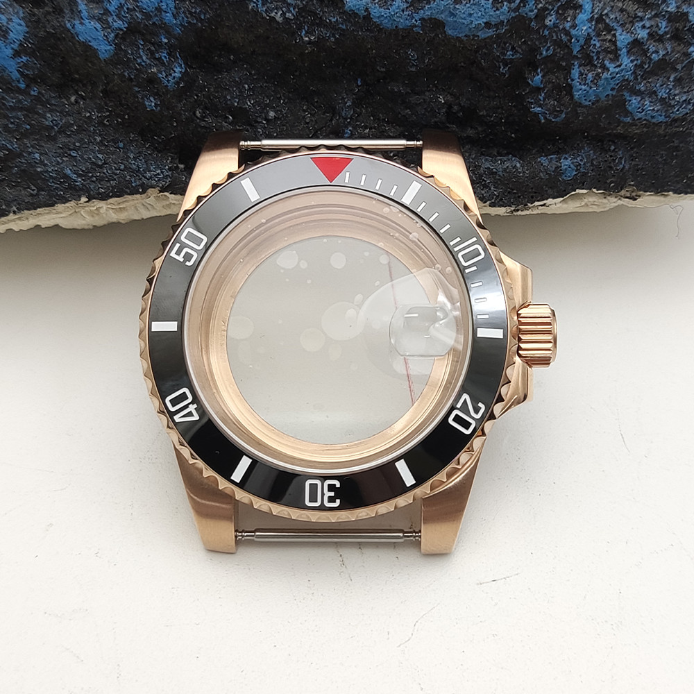 40mm Rose Gold Stainless Watch Case Mineral for Nh35 NH36 Movement 28.5mm Dial