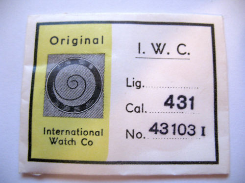 IWC INTERNATIONAL 431,432 ORIGIN MAINSPRING PART 431031