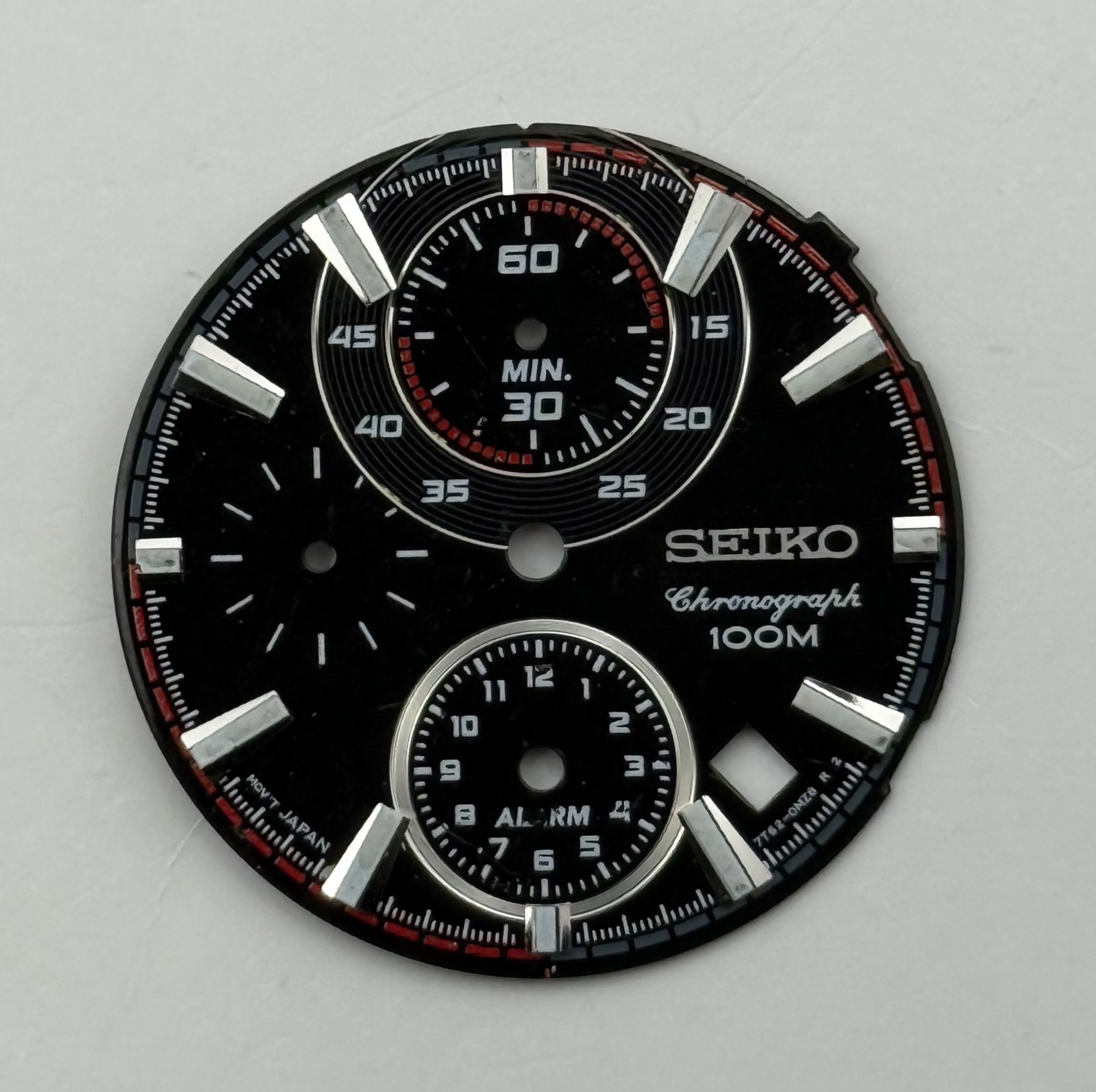 Seiko 7T82-0MZB Watch Dial Chronograph Alarm 100M Spare Parts Repair 28.4mm