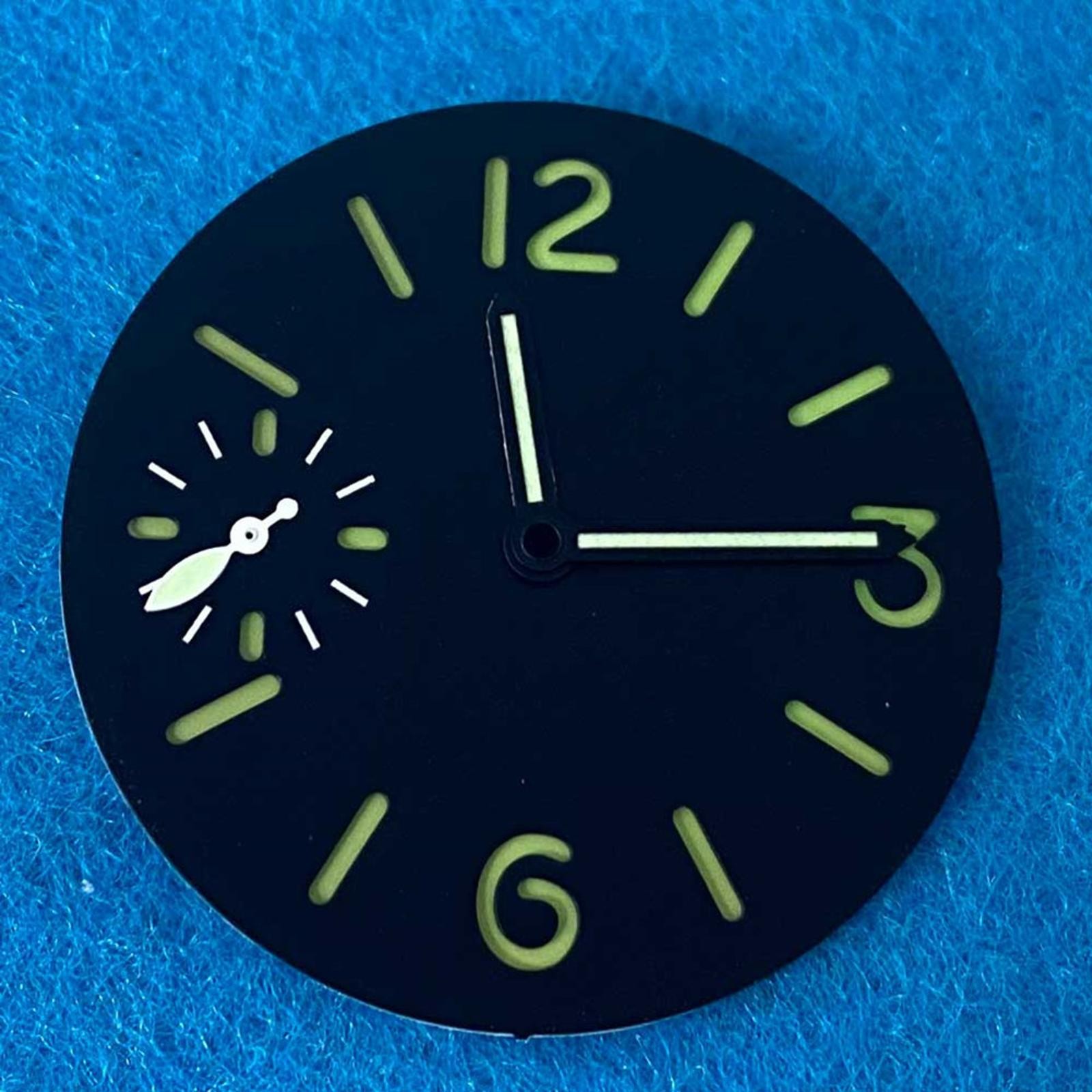 34.5mm Watch Dial Green Luminous With Hands Set For ETA 6497 ST3600 Movement