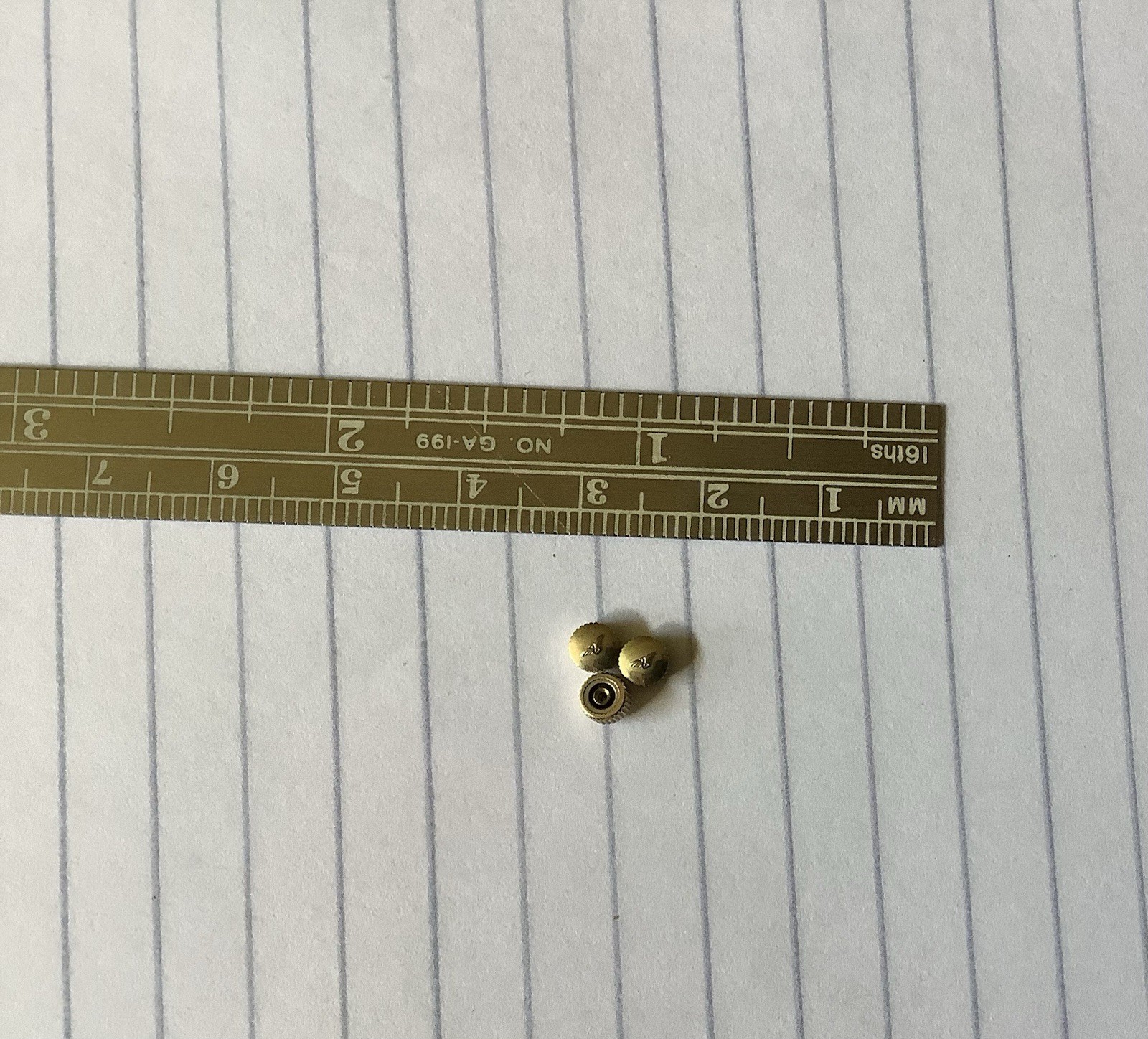 One Longines Vintage Crown High Quality 4 mm genuine 2mm pipe, yellow gold plate