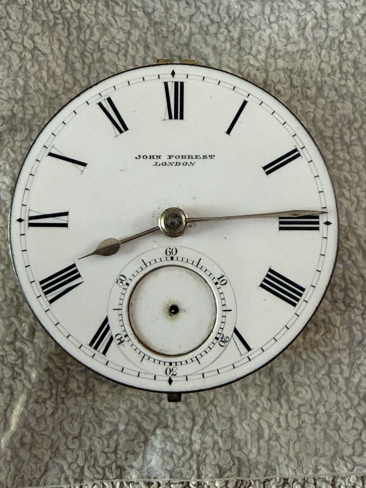 Vintage John Forrest London Key Wind Fusee Watch Movement and Dial 46.? mm