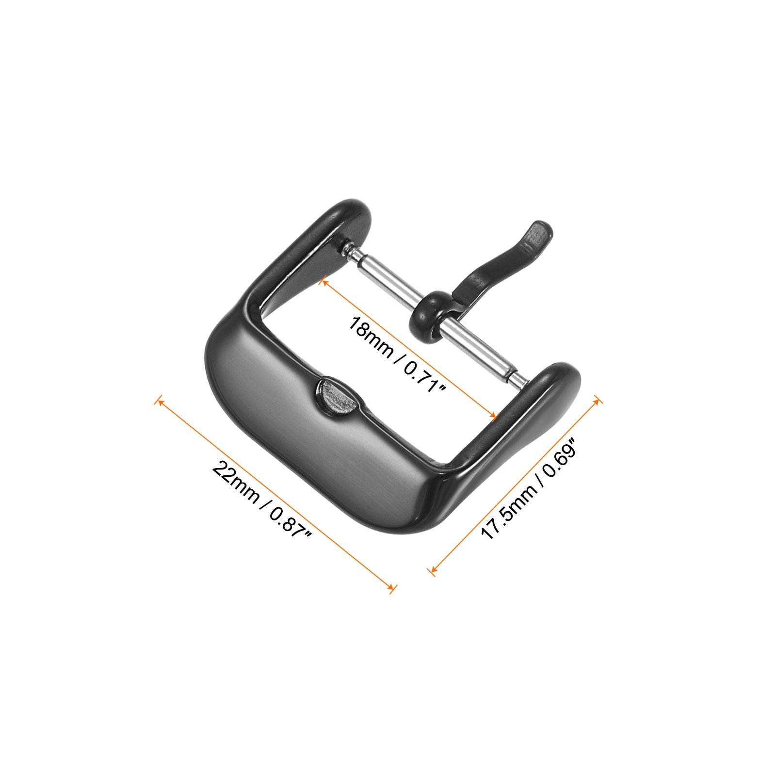 SUS316 Polished PVD Watch Buckle for 18mm Width Watch Bands Black