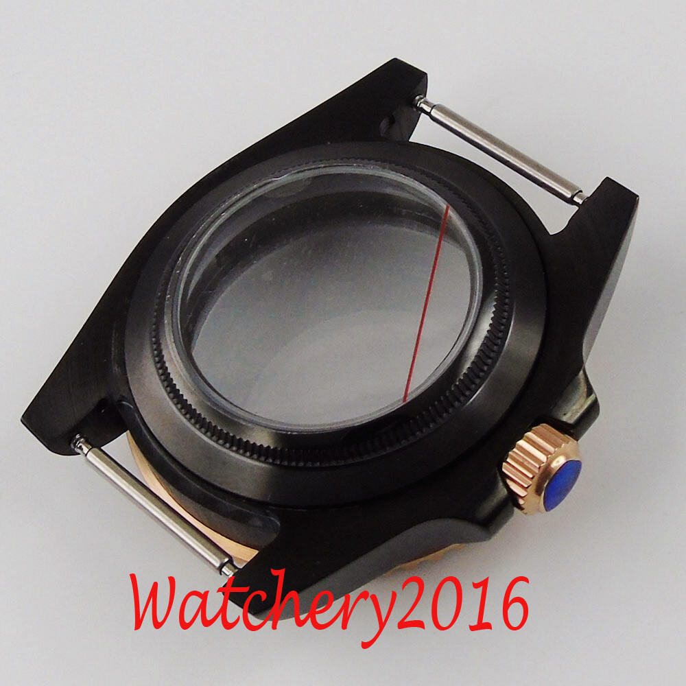 Black 40mm Sapphire PVD Watch Case Fit Miyota 8215 821A/NH35/ETA2836/DG2813 3804