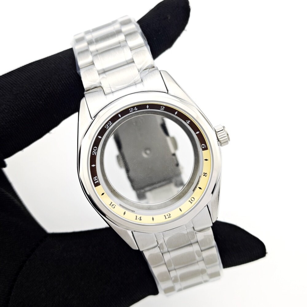 39mm GMT Style Case Two-Tone Bezel Steel Bracelet Fit Auto Mod