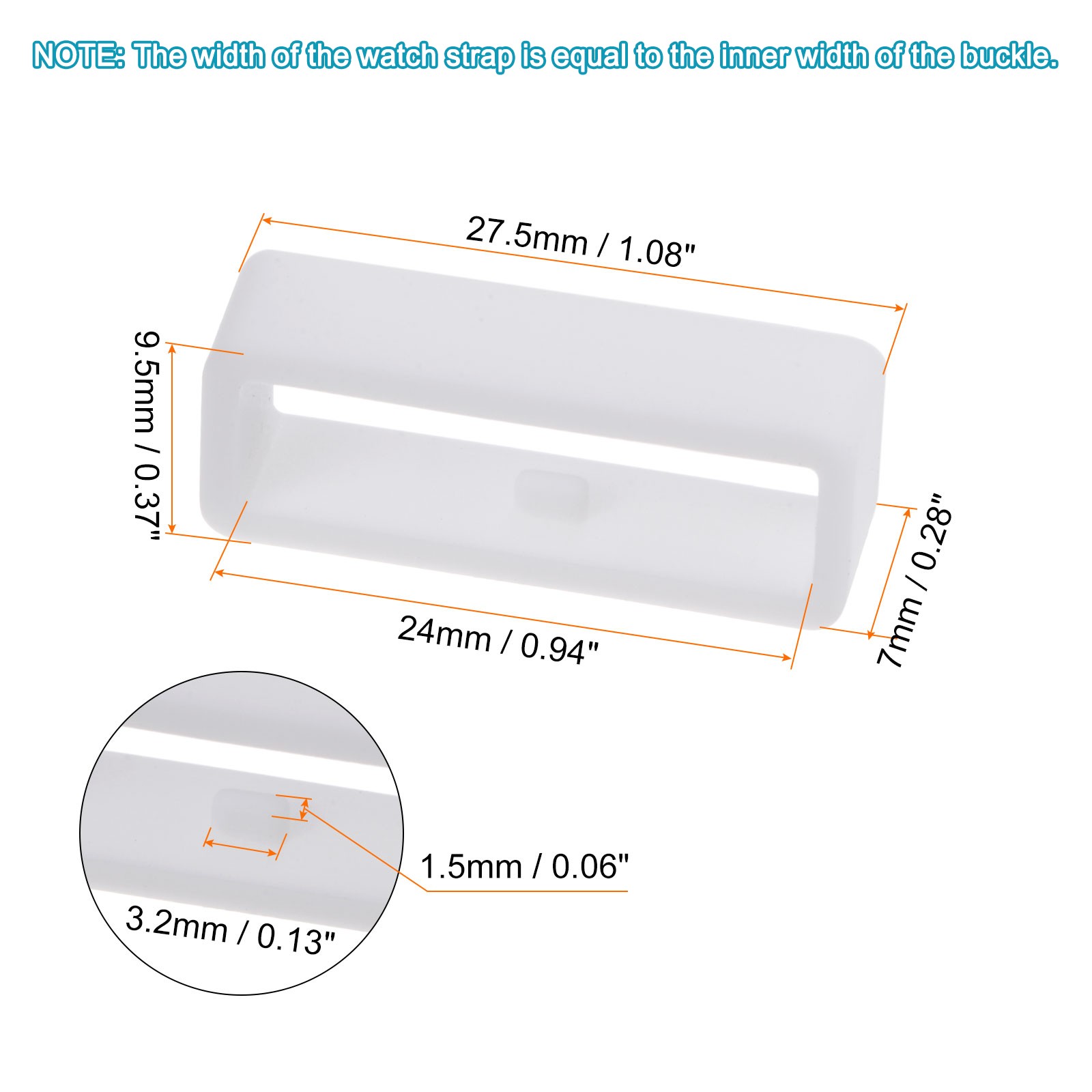 6pcs Watch Strap Loop Fastener Rings 24mm Rubber Watch Holder Keeper White