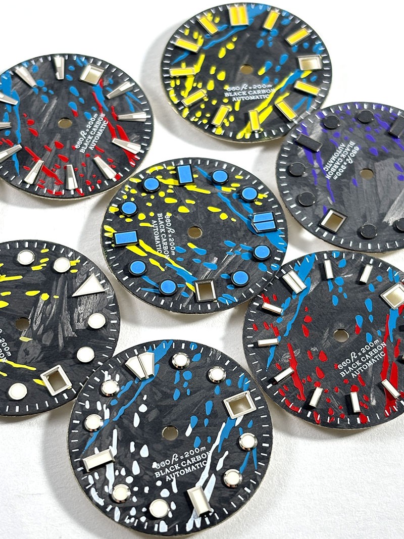 DS Natural Carbon Fiber Painted Graffiti Dial SUB BGW9 Blue Lume Personalization