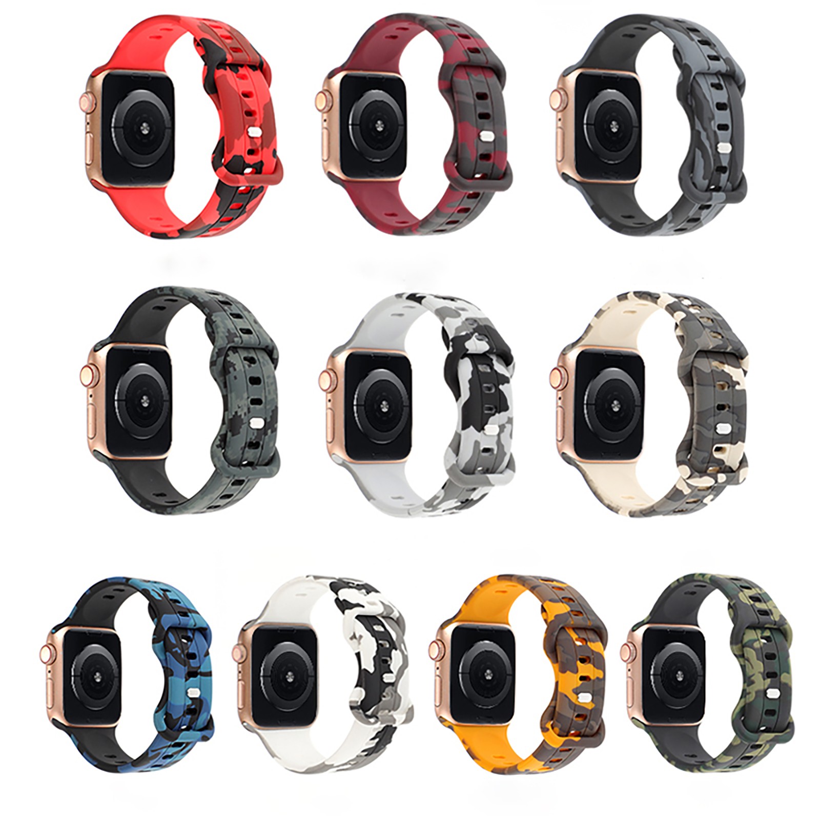 Silicone Camouflage Watch Strap Watch Accessories For iWatch 8/7/6/5/4/3/2/1/SE