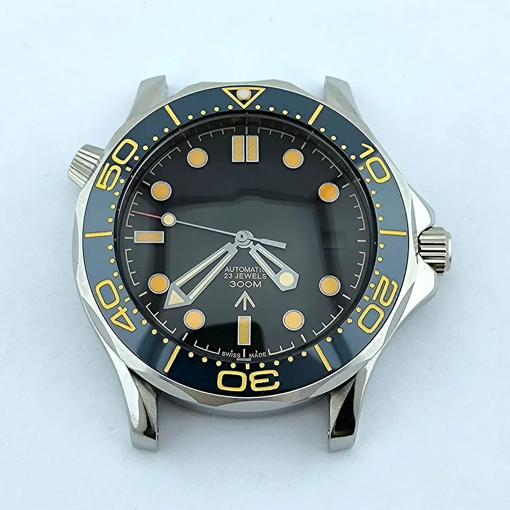 Stainless Steel Strap for Seamaster 300 NH35 Case Dial Hands 41mm Silver Mod Kit