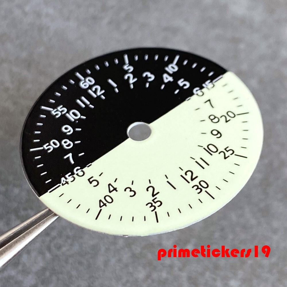 29mm Automatic GMT NH34 Watch Dial Two Tone Face+Hands Set Green Lume Accessory