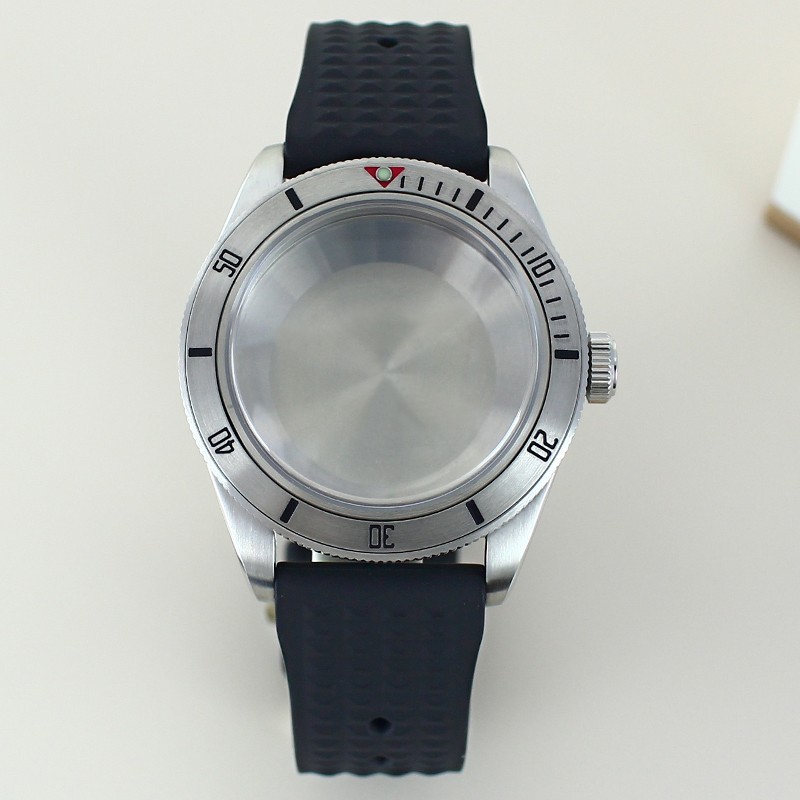 39mm NH35 Silver Watch Case Rubber Strap Sapphire 10ATM For Seiko NH35 Movement