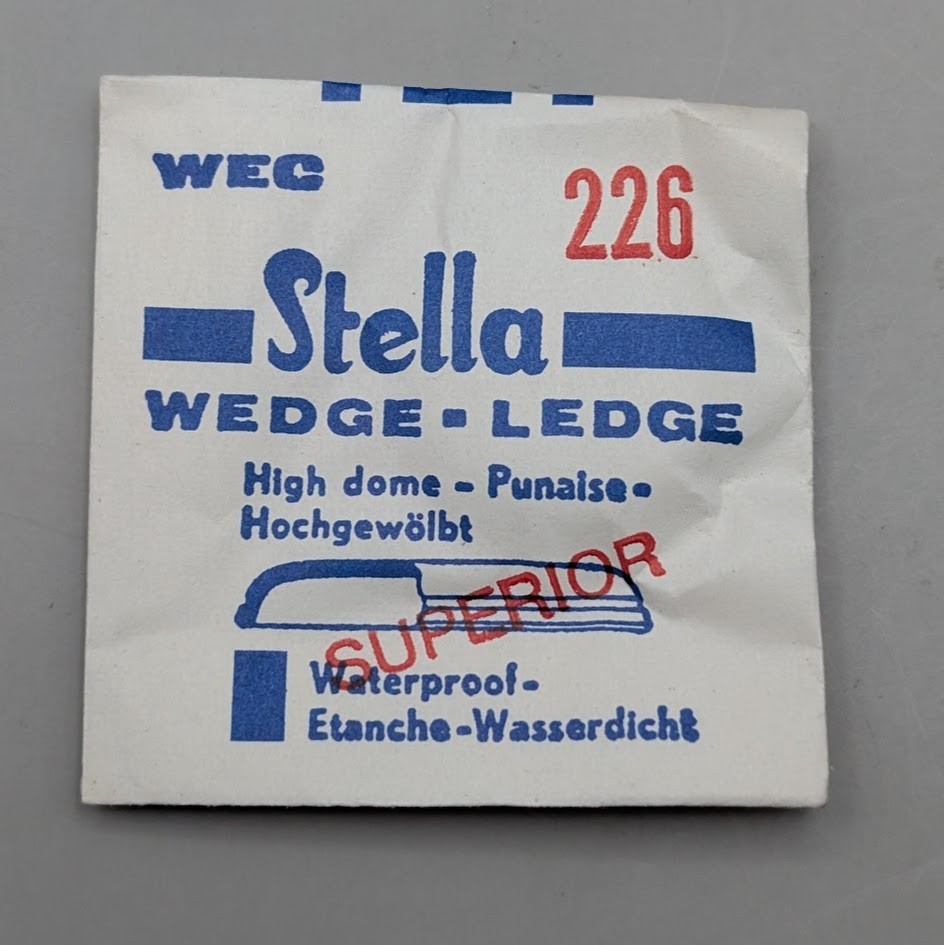 NOS Stella WEC 22.6mm Wedge Ledge High Dome Watch Crystal Size 226