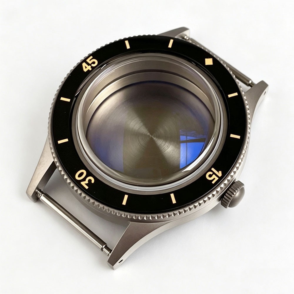 Solid Titanium 200M Dive Watch Case for 50 FATHOMS NH35 PT5000 AR Domed Sapphire