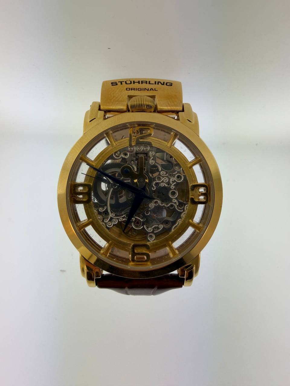 Stuhrling Original Skeleton Automatic Mens Watch ST-90089 Gold Tone