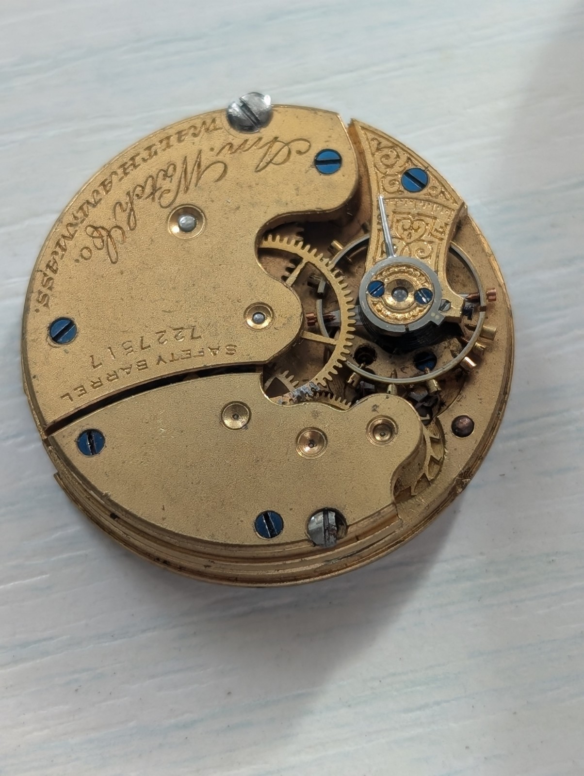 Waltham Grade AM.W.Co Model 1891 0S 7J Pocket Watch Movement (Runs/Untested)