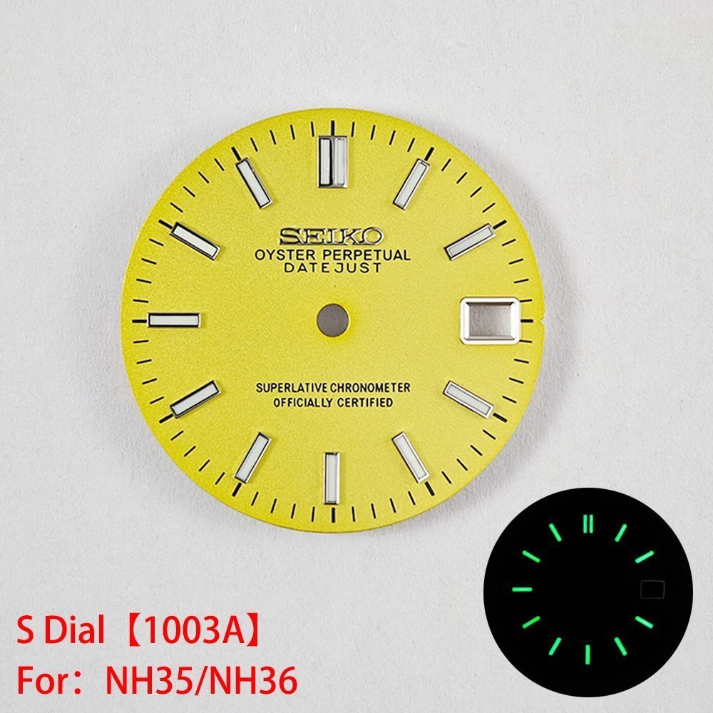 28.5mm Sunburst Watch Dial Green Blue Luminous Date Fit Nh35 Nh36 Movement