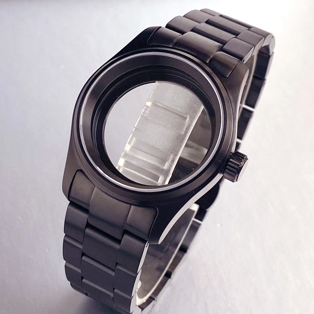 Sapphire 36/39mm Black PVD Pilot 20ATM Watch Case Fit NH35 ETA2824 Miyota 8215
