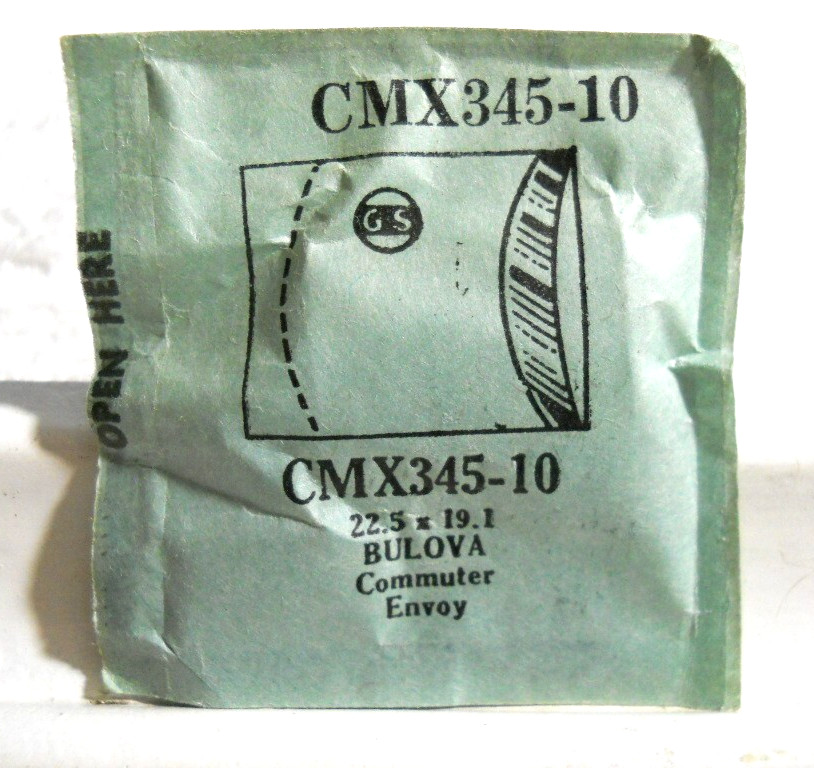 GS CMX345-10 Watch Crystal For Bulova Commuter Envoy Mr Universe 22.5 x 19.7 mm