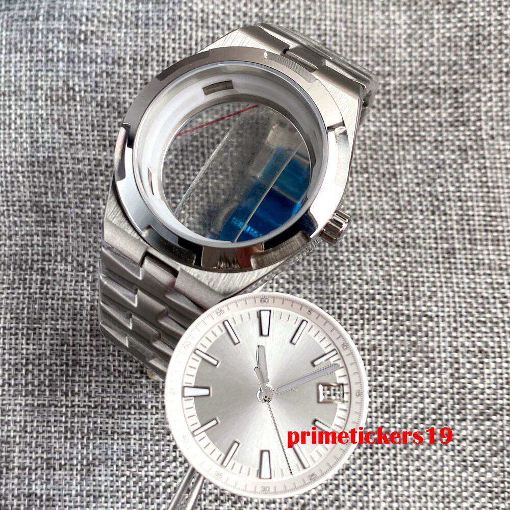 41mm Watch Case Transparent Back Bracelet Sapphire 33mm Dial Hands Fit NH35 Movt
