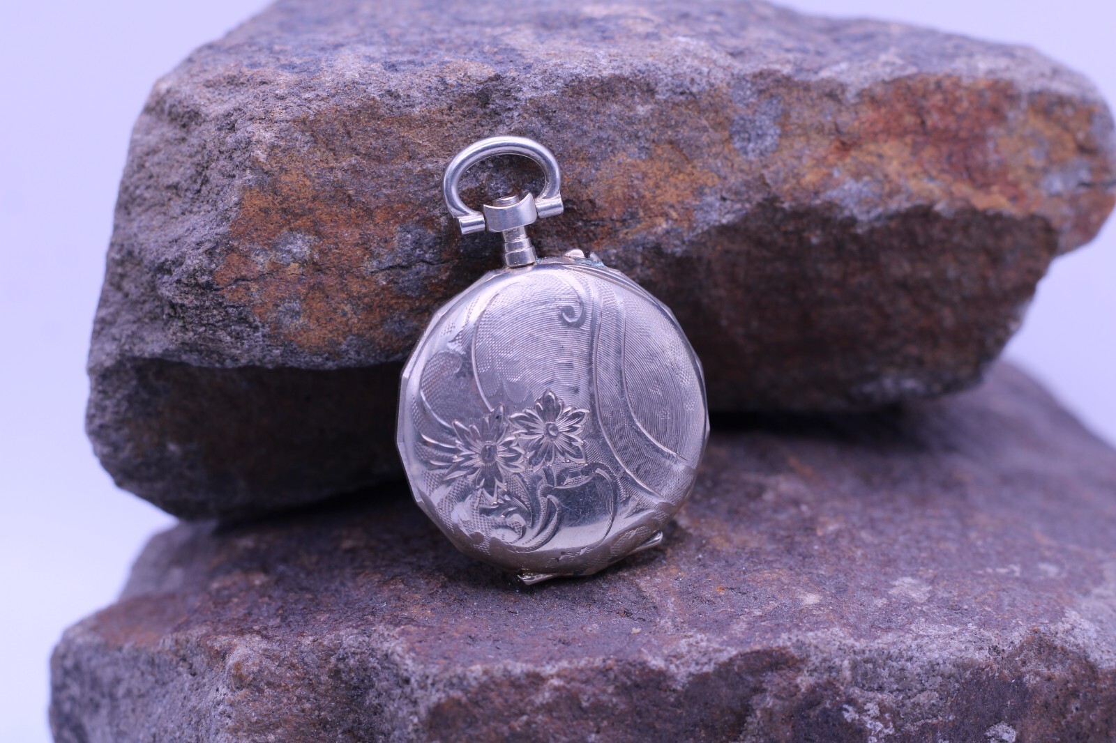 ARGENTAN LADIES SWISS POCKET WATCH FANCY CASE & DIAL 30.5mm DIAMETER NOS (ES)