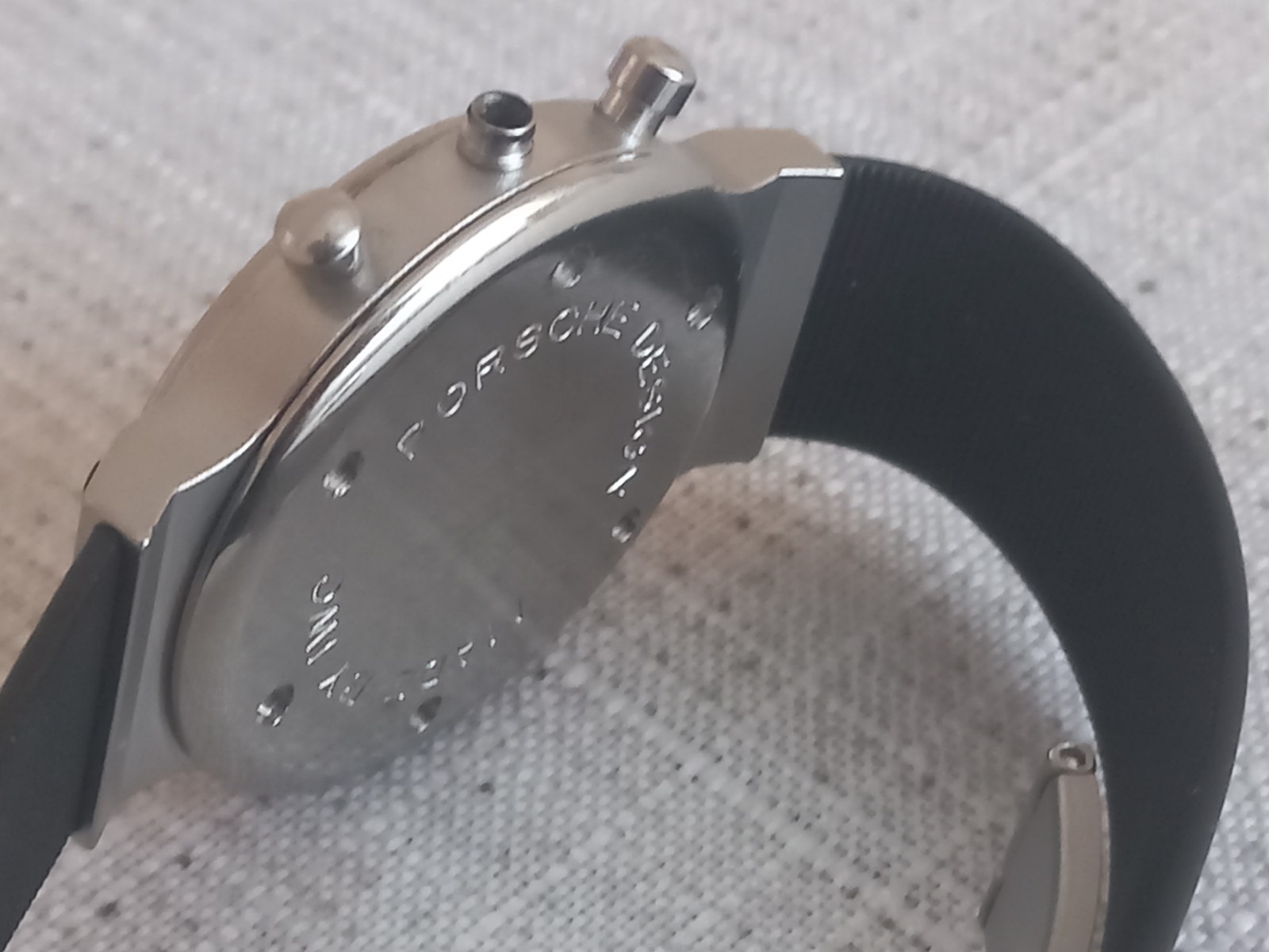 IWC PORCHE DESIGN CHRONOGRAPH WATCH CASE WITH RUBBER BAND BUCKLE AND PUSHERS