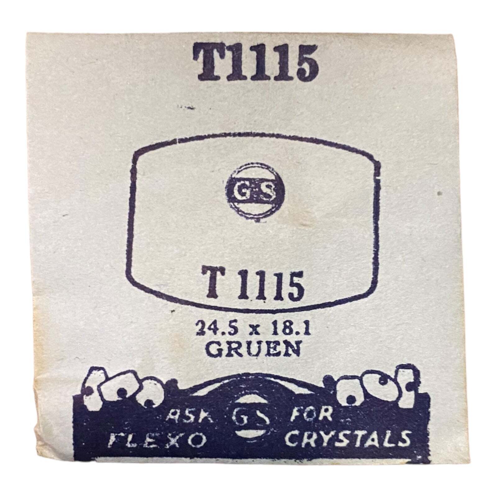 Germanow-Simon Mach (GS) T1115 Watch Crystal 24.5×18.1 NOS Part Flexo Gruen