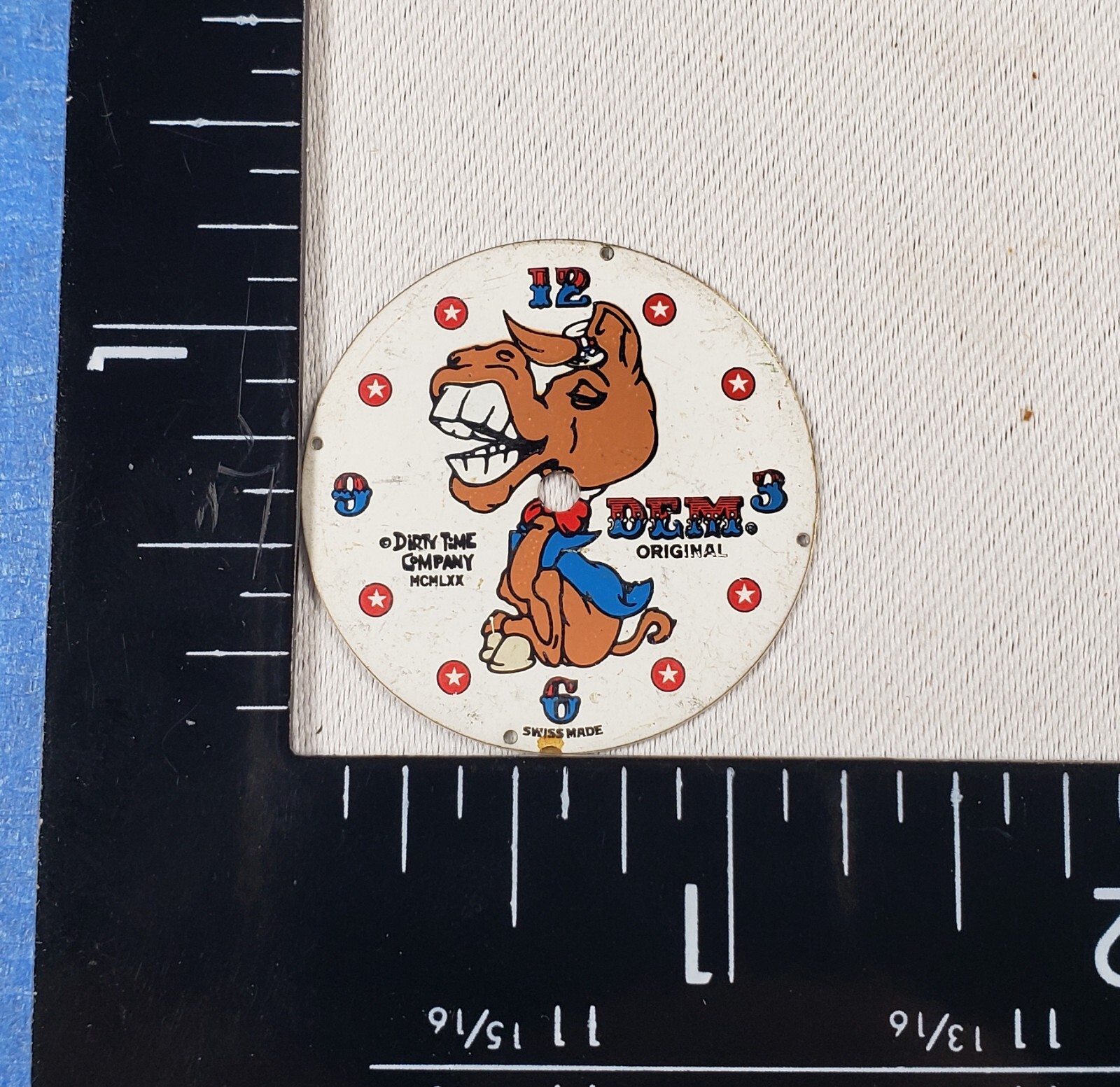 Vintage Democrat Donkey Dirty Time Co. Character Watch Dial for Parts #W083