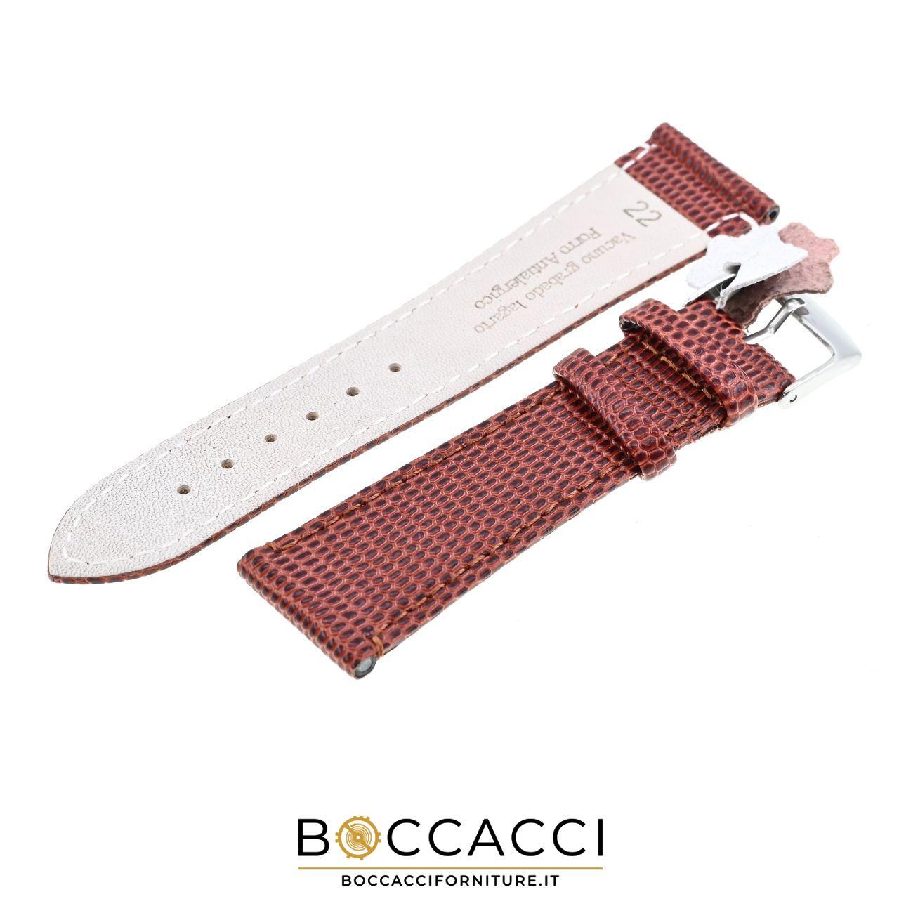 DILOY 14mm Medium Brown Lizard Print Leather Strap Unpadded (N…