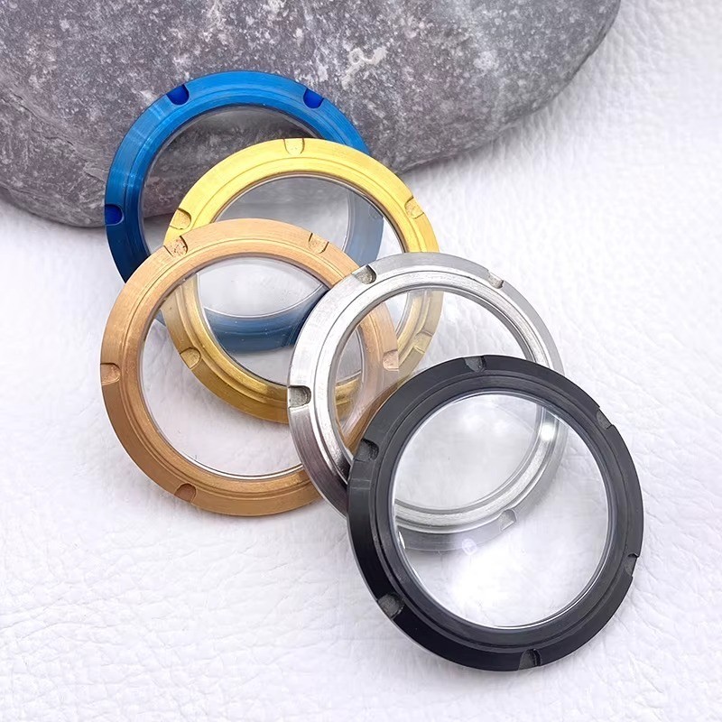 NH35 Case Back Replacement Part Coated Glass Transparent Back Cover Fit SKX007