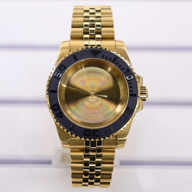 40mm Gold Yacht Mod Watch Case Jubilee Bracelet For NH35 NH36 8215 ETA2824
