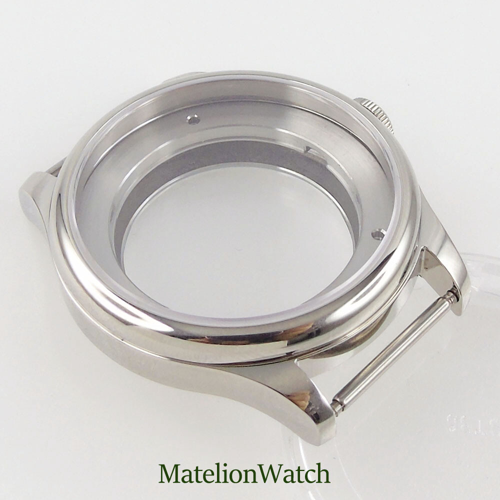 39mm Silver Watch Case Spare Parts Fit For Miyota 8215 821A 2813 Sapphire Glass