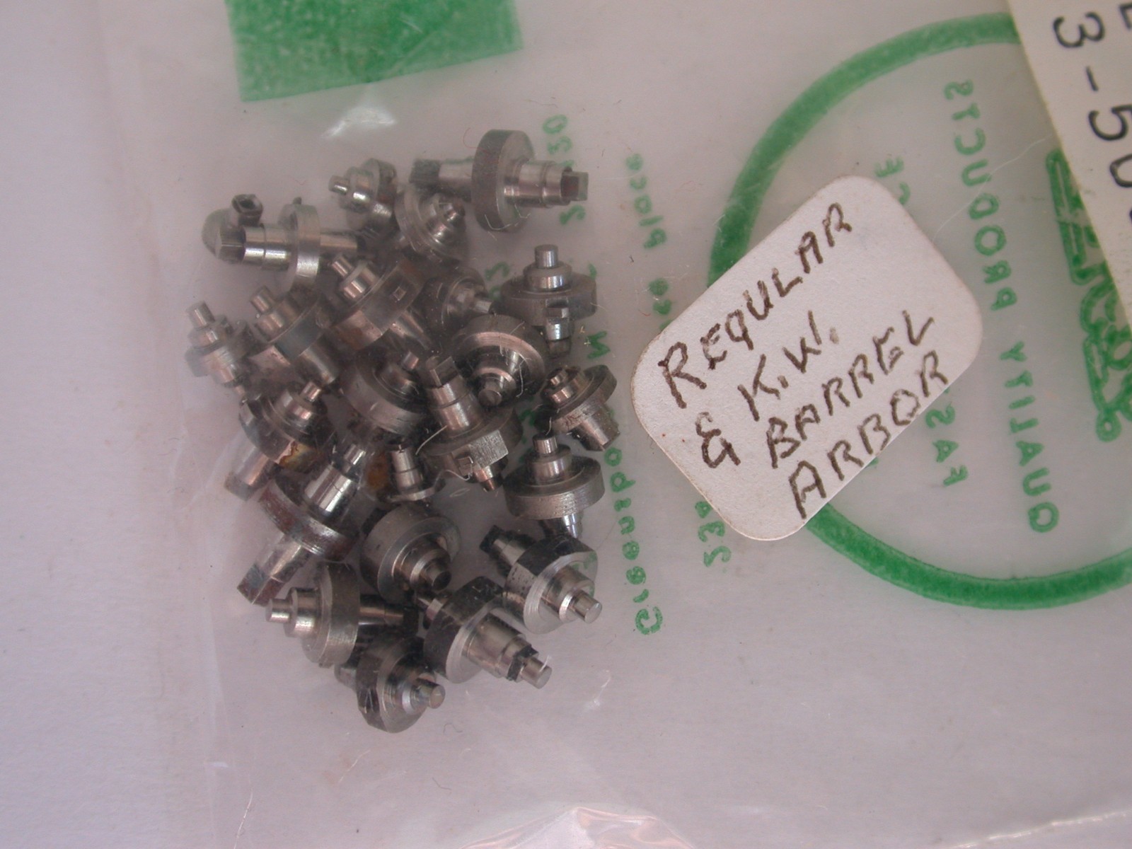 WATCHMAKERS – POCKET WATCH BARREL ARBORS, AS PACKAGED BY S. LA ROSE – 34MR25