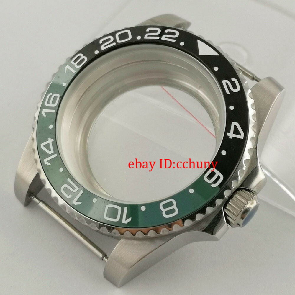 40mm Watch Case Black Dark Green GMT Ceramic Bezel Fit NH35 NH36 NH35A Movement