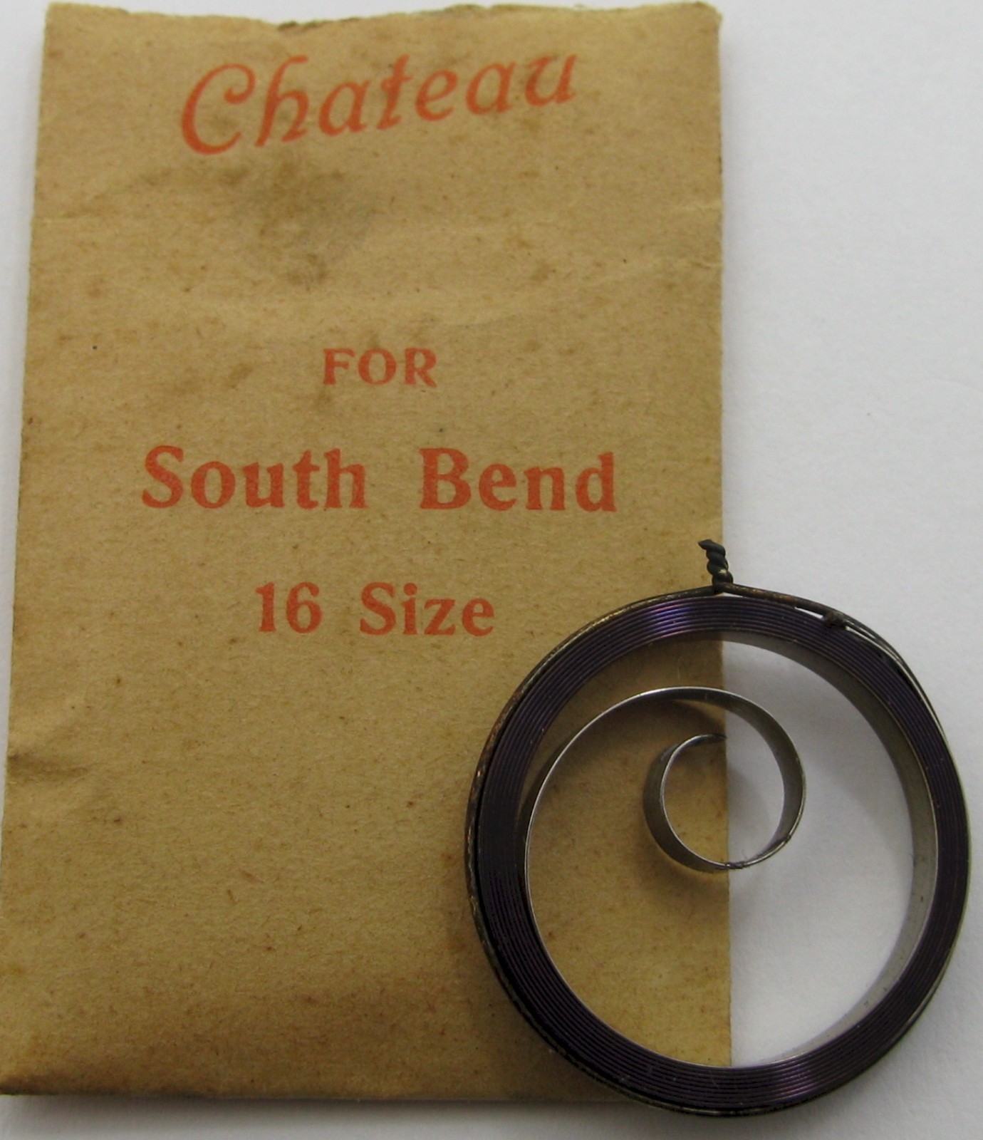 South Bend 16s T end watch Mainspring 1 piece * blue / brown alloy thick. 2.8 mm