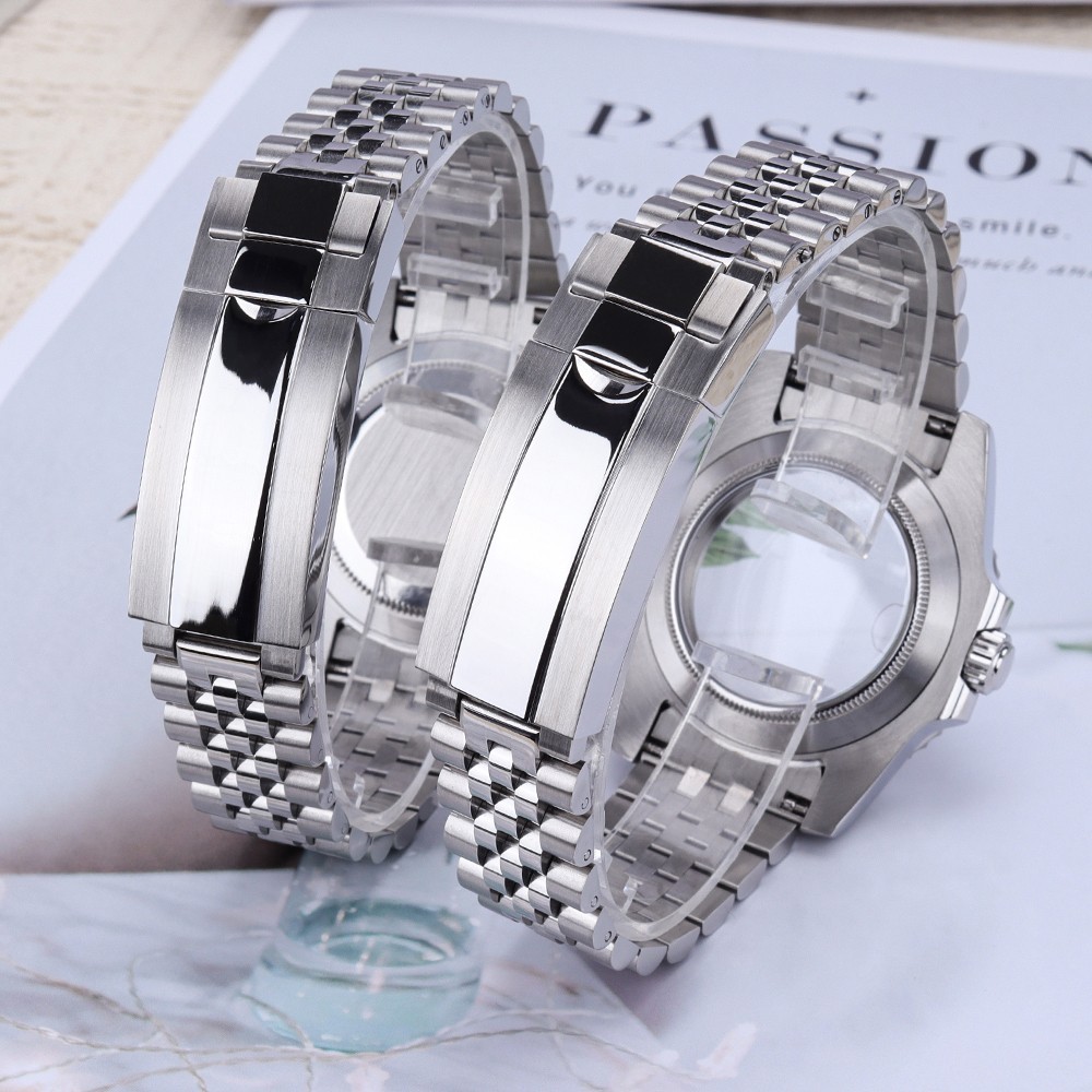 GMT 40mm Aviator Watch Case Bracelet Oyster Pepsi Bezel For Seiko NH35 Movement