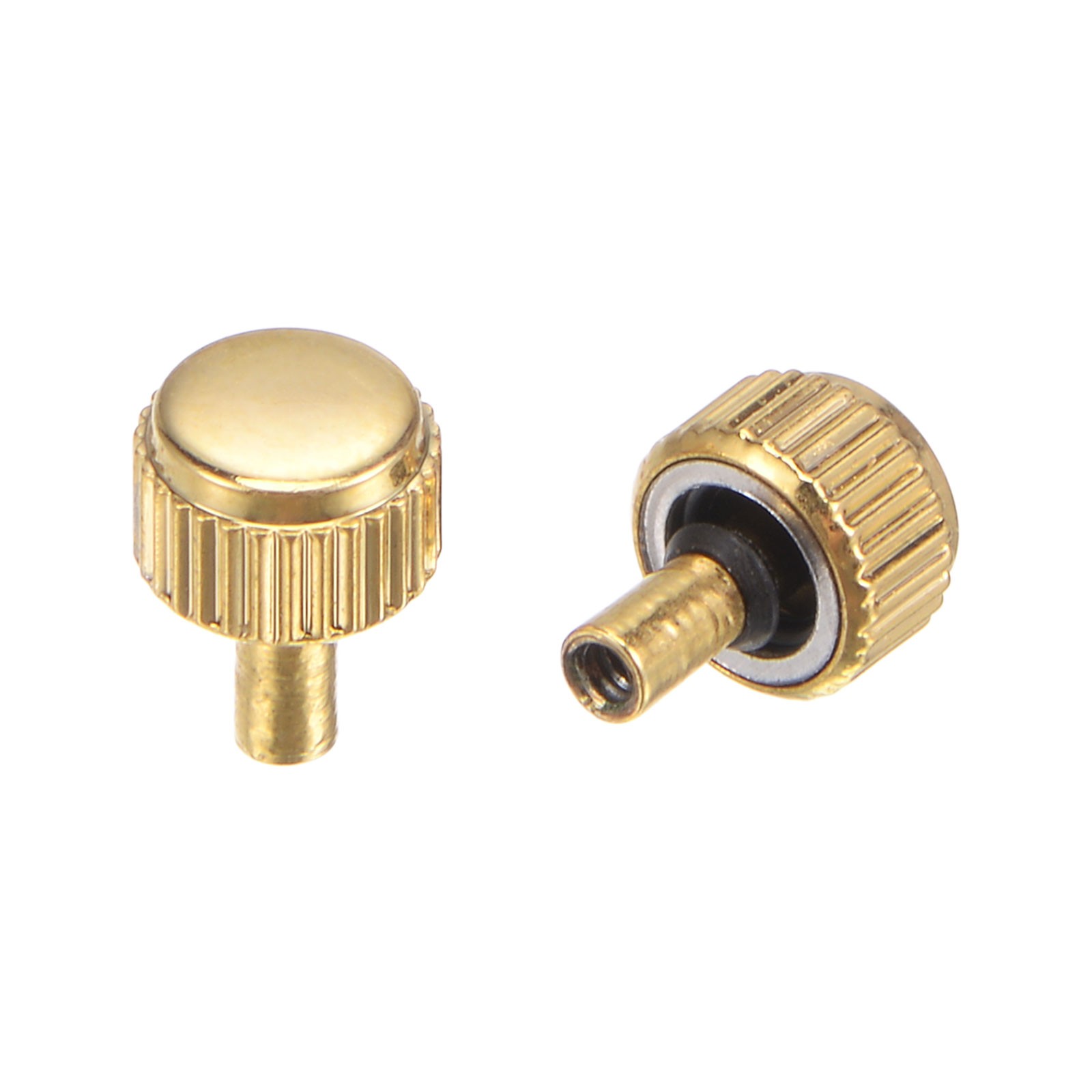 2Pcs 4.9×3.5mm Watch Crown SUS304 Flat Head Long Stem 2mm ID Gold Tone